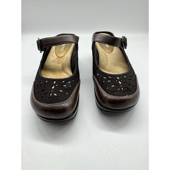Rialto Brown Mary Jane Wedges Size 7.5 Perforated Chunky Y2K Preppy Twee - Picture 3 of 11